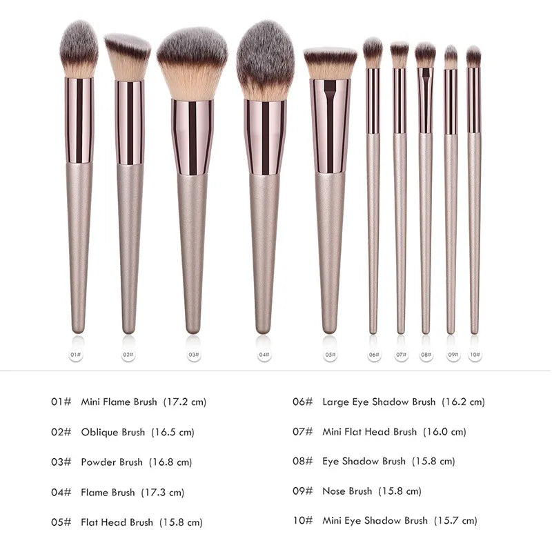 Hot Champagne Makeup Brushes Set