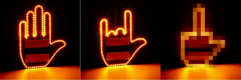 1 Set Car Finger Light with Remote Control Cool Funny Car Interior Light Finger Up LED Middle Finger Hand Lamp Car Accessories