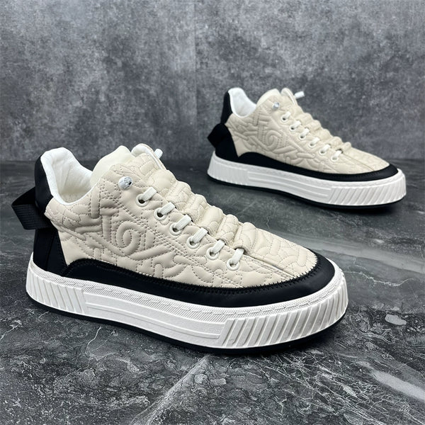 Ozhouzhan Summer New Genuine Leather Fleece-lined Warm Men's Shoes Niche Trendy Versatile Fashion Platform Sports Casual Shoes