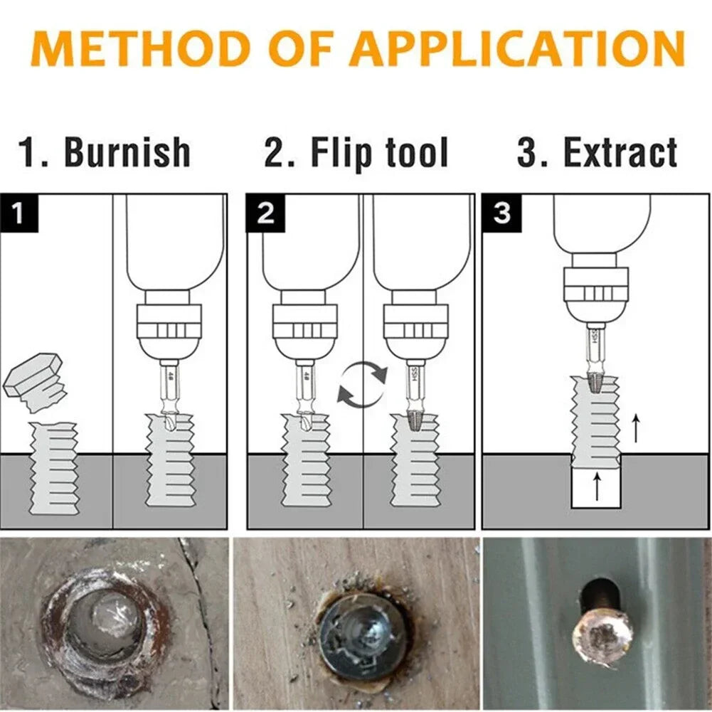 Part Extractor Set 6Pcs Bolt Stud Remover Drills Tools Kit Easy Out Set Extractor Practical High Quality Replacement