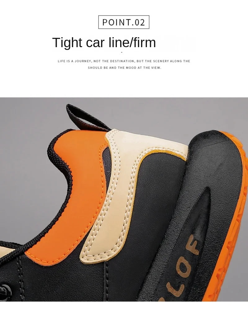 Leather Men Shoes Slip-On Men Sneakers Outdoor Casual Shoes for Man Comfortable Sports Shoes Vulcanized Sneakers Tenis Masculino