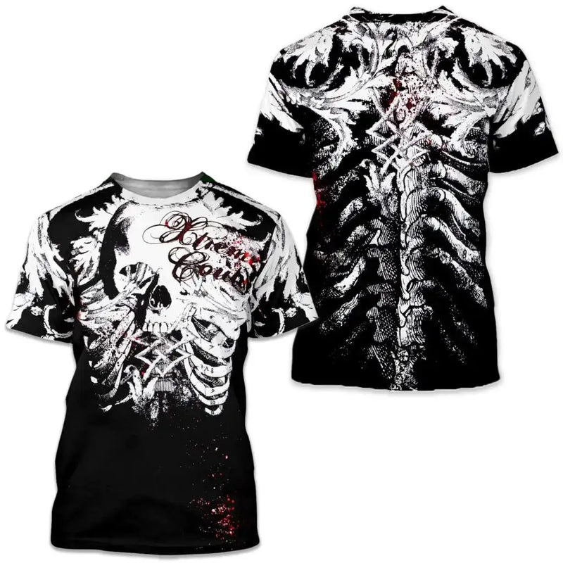 Men's Retro T-Shirt Archaic By Affliction Print Skull Tees fashion T Shirts Tops Short Sleeves Street Handsome New Men Clothing