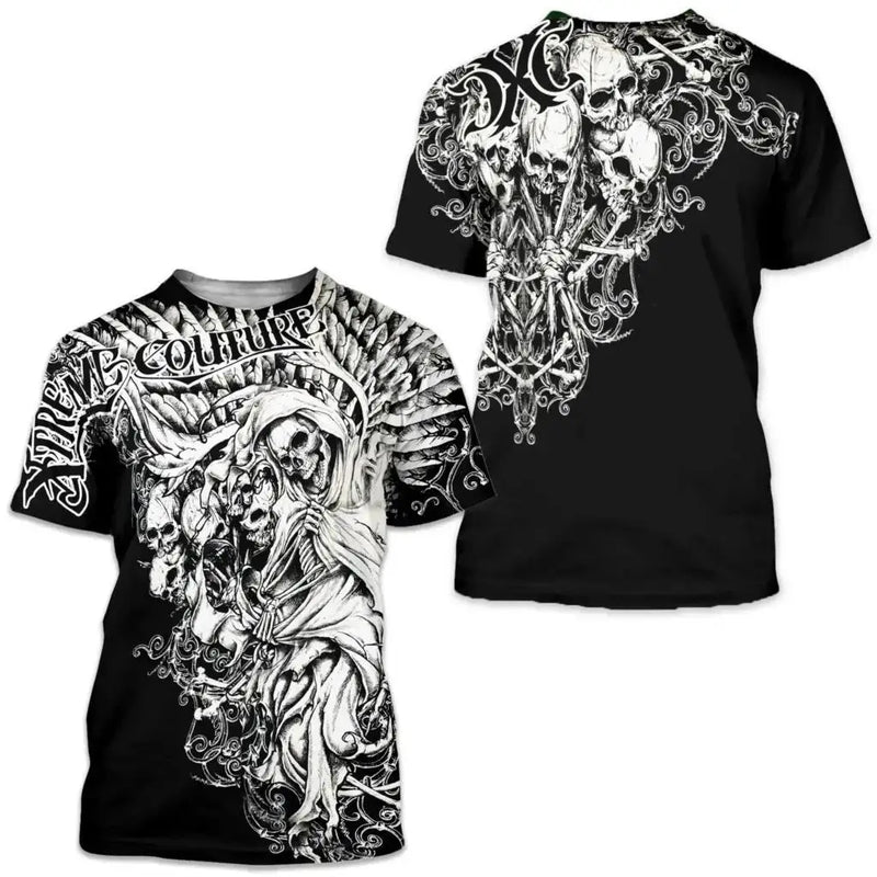 Men's Retro T-Shirt Archaic By Affliction Print Skull Tees fashion T Shirts Tops Short Sleeves Street Handsome New Men Clothing