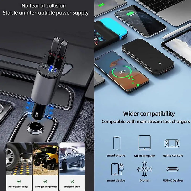 Fast Charge Retractable Car Charger