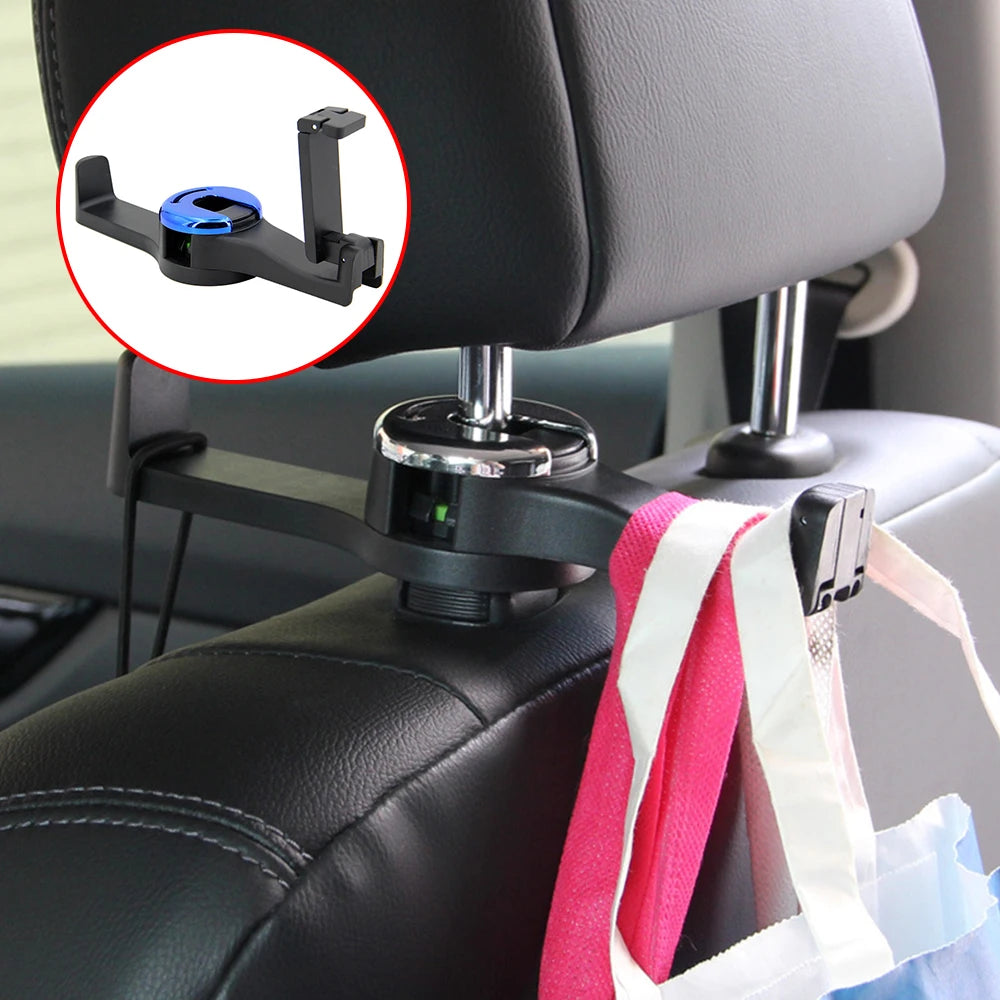 2 In 1 Car Headrest Hidden Hook, Car Seat Hooks with Phone Holder,  Universal Car Headrest Hooks, 360° Rotation Car Hooks for Purses and Bags  (2PCS-Gold) 
