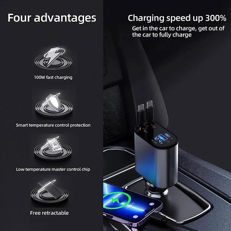 Fast Charge Retractable Car Charger