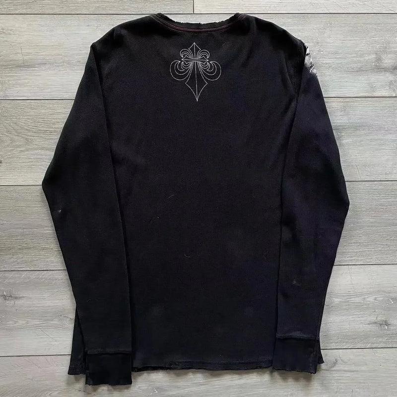 Streetwear Y2K Affliction Long sleeved T shirt Fashion Round Neck Oversized T shirt New  Mens Womens Casual Gothic Clothing Tops