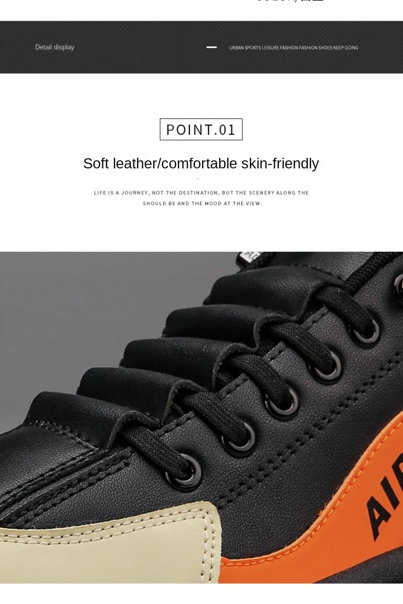 Leather Men Shoes Slip-On Men Sneakers Outdoor Casual Shoes for Man Comfortable Sports Shoes Vulcanized Sneakers Tenis Masculino