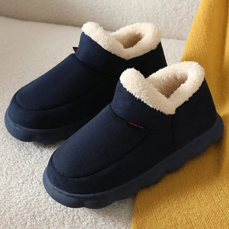 Shevalues Winter Fuzzy Men Shoes Fluffy Plush Men House Shoes Fashion Outdoor Antiskid Men Cotton Shoes Platform Fur Men Shoes