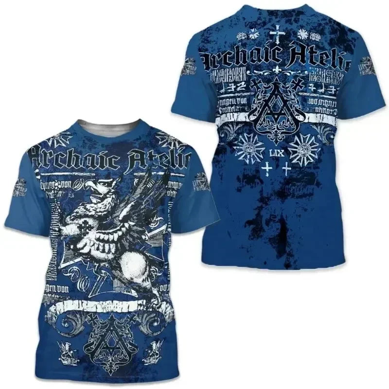 Y2K Top Archaic By Affliction Colisson Men T-Shirt 3D Print Short Sleeve T Shirt Outdoor Streetwear Oversized Tees Clothing