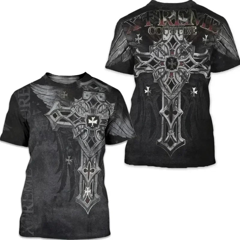 Y2K Top Archaic By Affliction Colisson Men T-Shirt 3D Print Short Sleeve T Shirt Outdoor Streetwear Oversized Tees Clothing