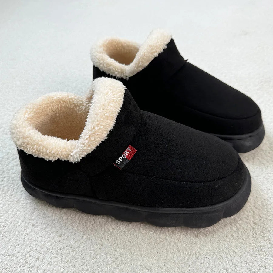 Shevalues Winter Fuzzy Men Shoes Fluffy Plush Men House Shoes Fashion Outdoor Antiskid Men Cotton Shoes Platform Fur Men Shoes