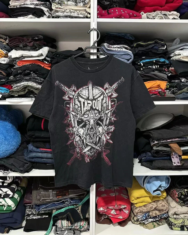 Y2K  Affliction T shirt New Harajuku Hip Hop Round Neck Oversized T shirt Men Women Short Sleeved Goth Clothing Tops Streetwear