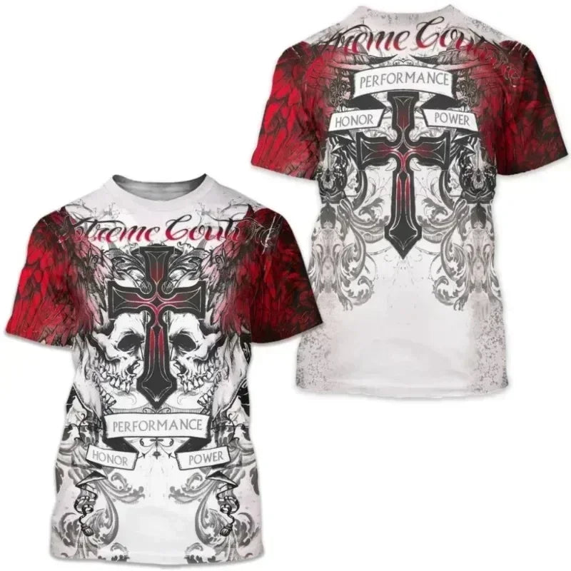 Y2K Top Archaic By Affliction Colisson Men T-Shirt 3D Print Short Sleeve T Shirt Outdoor Streetwear Oversized Tees Clothing