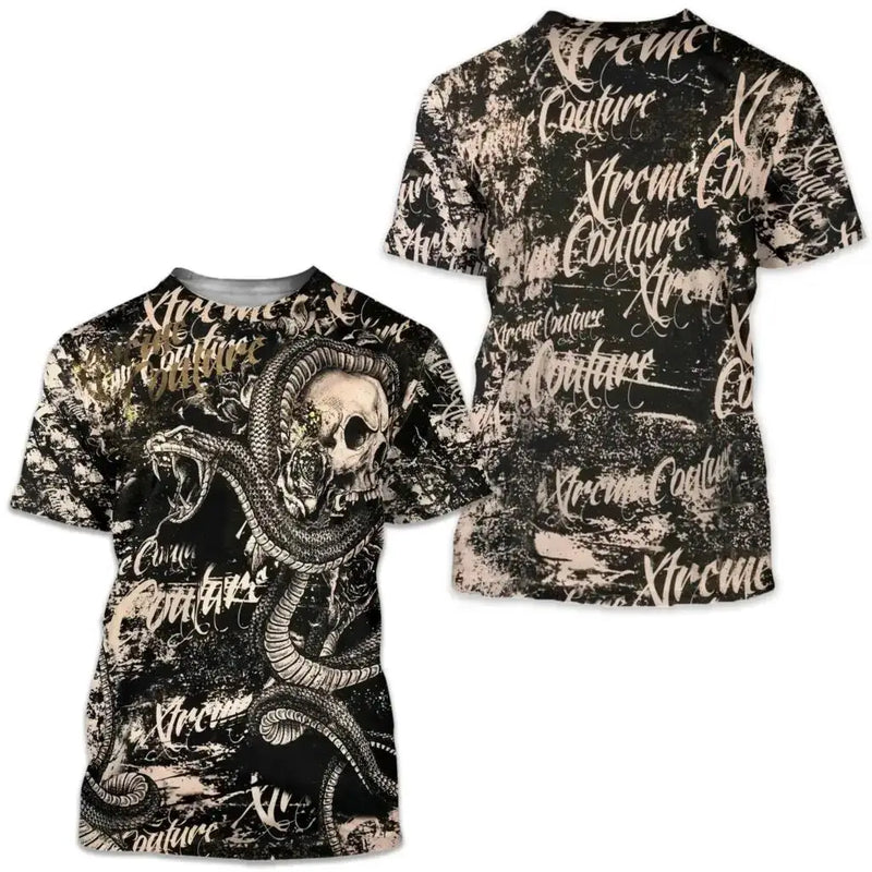 Men's Retro T-Shirt Archaic By Affliction Print Skull Tees fashion T Shirts Tops Short Sleeves Street Handsome New Men Clothing