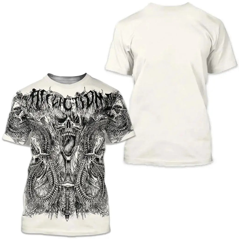 Men's Retro T-Shirt Archaic By Affliction Print Skull Tees fashion T Shirts Tops Short Sleeves Street Handsome New Men Clothing