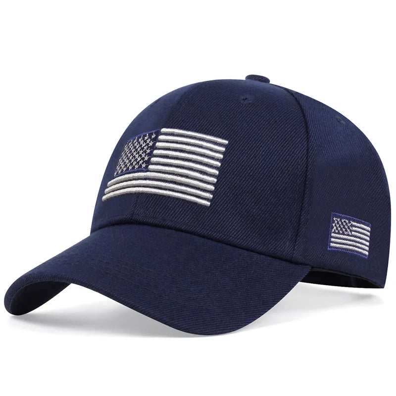 New USA Flag Baseball Hat Men's Outdoor Solid Color Embroidered Sports Duck Tongue Baseball Hat