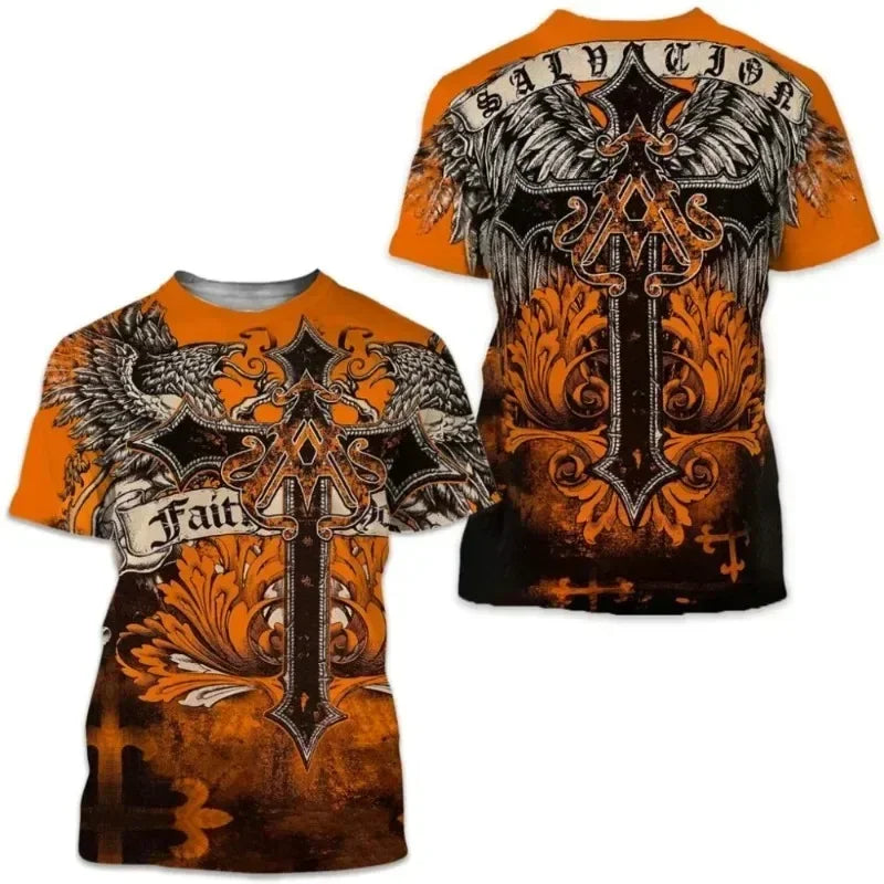 Y2K Top Archaic By Affliction Colisson Men T-Shirt 3D Print Short Sleeve T Shirt Outdoor Streetwear Oversized Tees Clothing