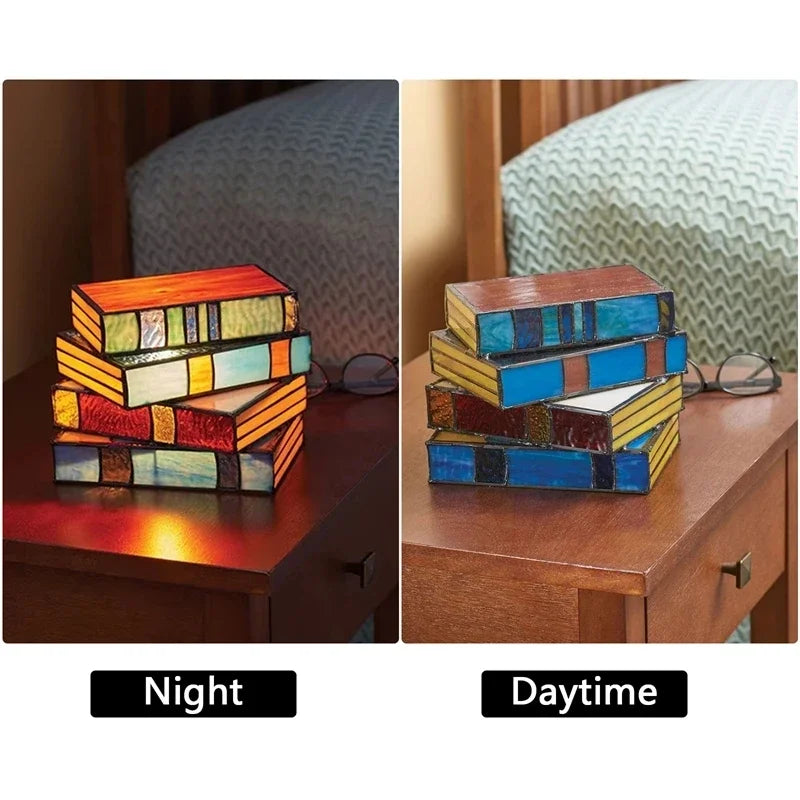 Stained Glass Stacked Books Lamp