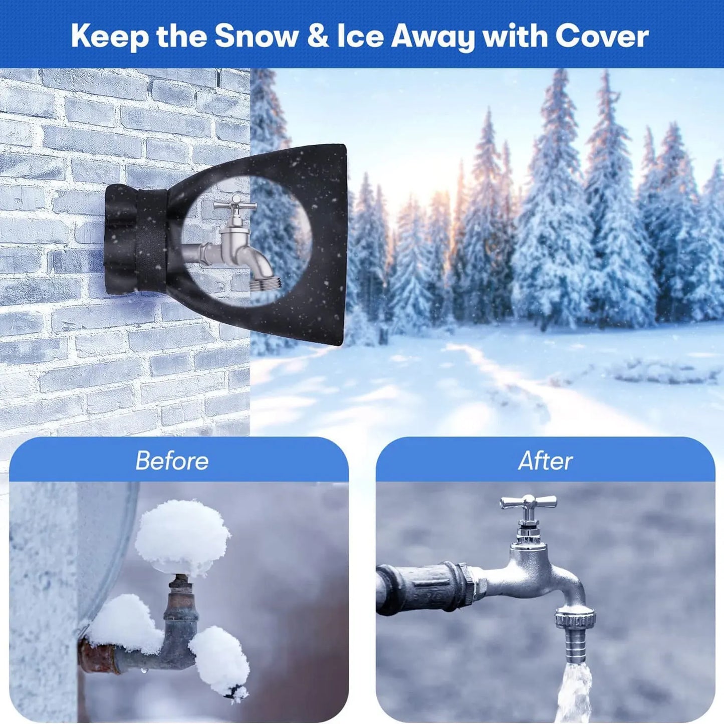 Outdoor Faucet Covers For Winter Freeze Protection, 2 Packs Faucet Insulation Cover Socks, Hose Bib Covers For Winter (15x20cm)