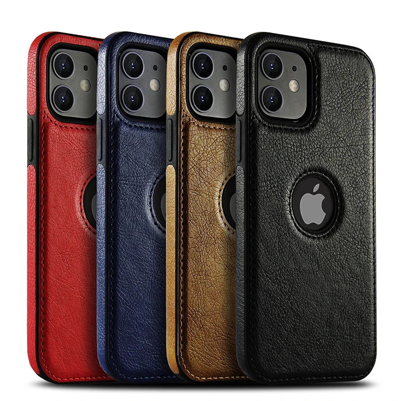 Cell Phone Case High Quality PU Leather Mobile Phones Cases for iPhone 11 12 13 14Pro Max X XR 6 7 8 Plus Black Business Cover