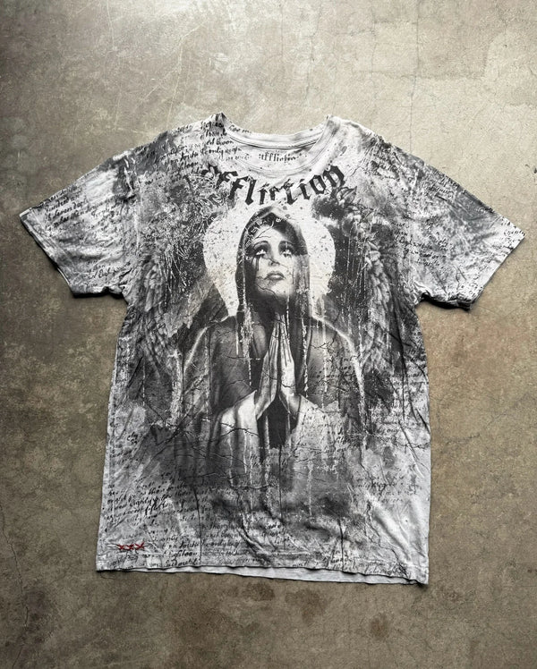 Y2K Affliction T shirt Women Gothic Clothing Hip Hop Vintage Round Neck Oversized T shirt Short Sleeved Casual Tops Streetwear