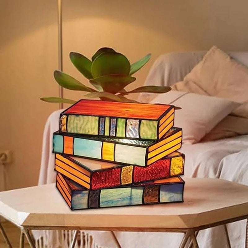 Stained Glass Stacked Books Lamp