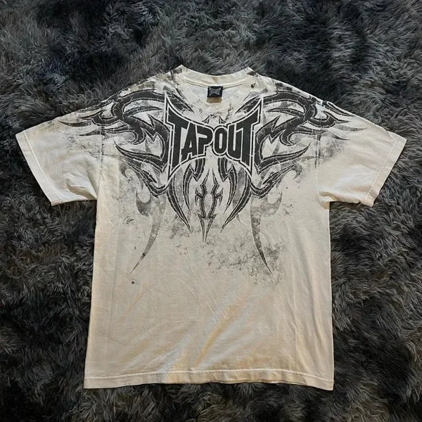 Summer New Tapout Gothic Tshirt Women Cotton Printed Short-sleeved Y2k Punk Round Neck Retro Casual Niche T-shirt Women Clothing