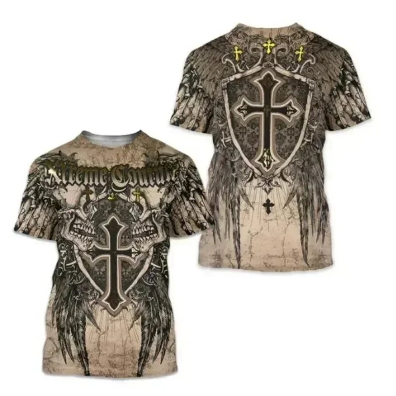 Y2K Top Archaic By Affliction Colisson Men T-Shirt 3D Print Short Sleeve T Shirt Outdoor Streetwear Oversized Tees Clothing