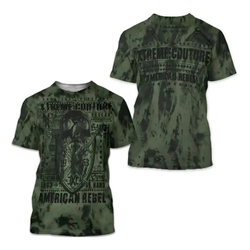 Men's Retro T-Shirt Archaic By Affliction Print Skull Tees fashion T Shirts Tops Short Sleeves Street Handsome New Men Clothing