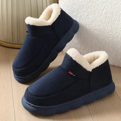 Shevalues Winter Fuzzy Men Shoes Fluffy Plush Men House Shoes Fashion Outdoor Antiskid Men Cotton Shoes Platform Fur Men Shoes