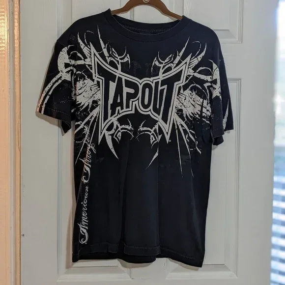 Summer New Tapout Gothic Tshirt Women Cotton Printed Short-sleeved Y2k Punk Round Neck Retro Casual Niche T-shirt Women Clothing