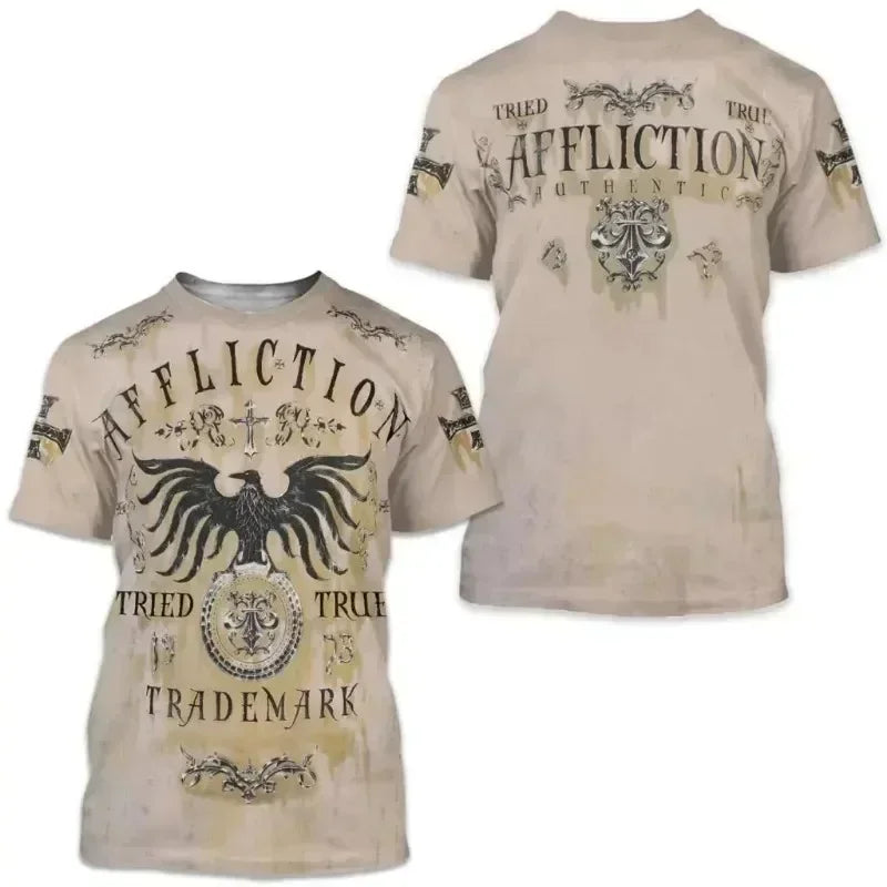 Y2K Top Archaic By Affliction Colisson Men T-Shirt 3D Print Short Sleeve T Shirt Outdoor Streetwear Oversized Tees Clothing