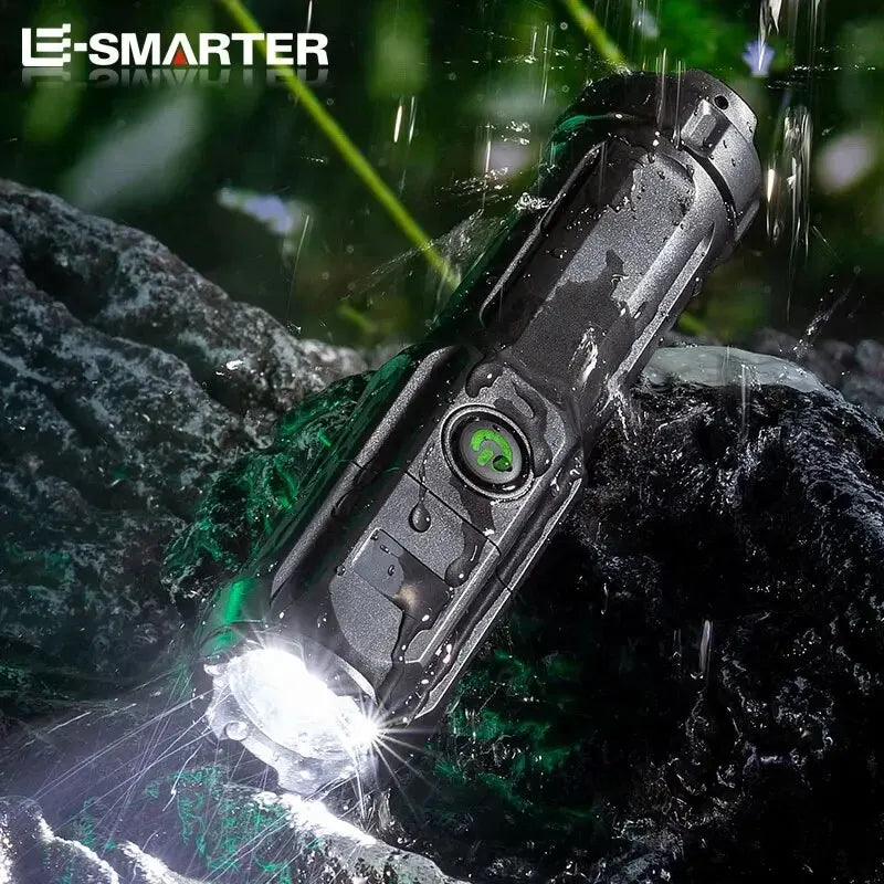 4 Lighting Mode Strong LED Flashlights Telescopic Zoom Tactical Torch USB Portable Spotlight Long-Range Camping Flashlight