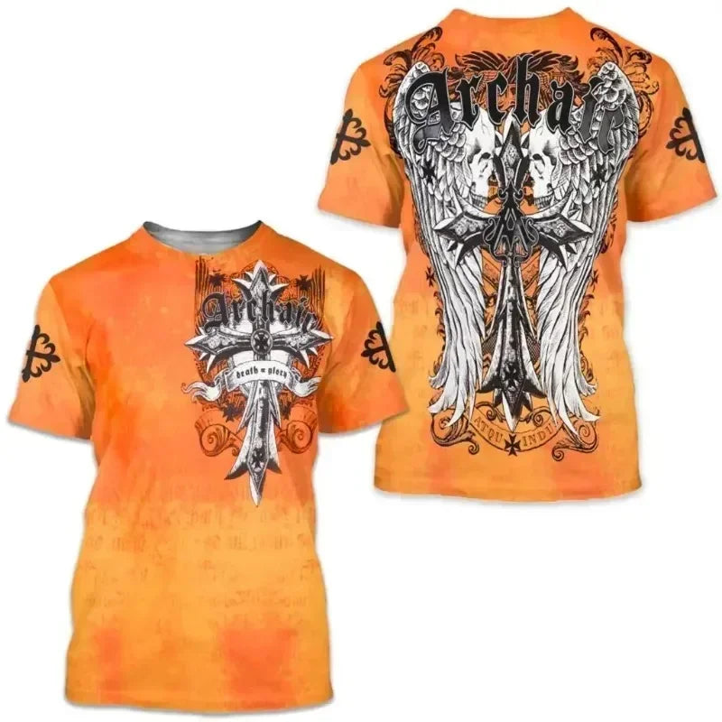 Y2K Top Archaic By Affliction Colisson Men T-Shirt 3D Print Short Sleeve T Shirt Outdoor Streetwear Oversized Tees Clothing