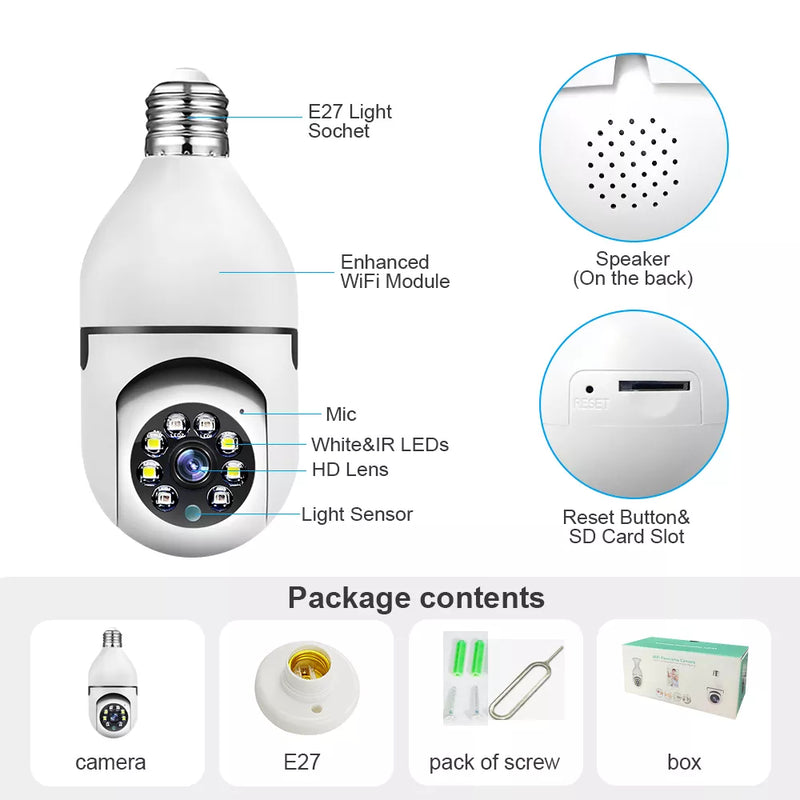 Wireless Wi-Fi Light Bulb Security Camera