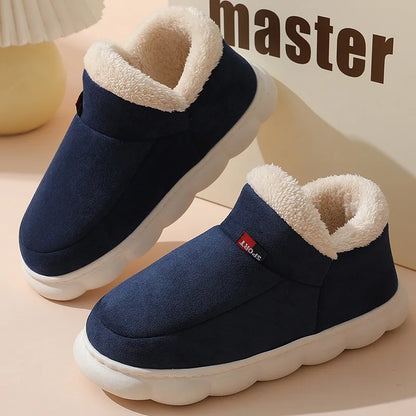 Shevalues Winter Fuzzy Men Shoes Fluffy Plush Men House Shoes Fashion Outdoor Antiskid Men Cotton Shoes Platform Fur Men Shoes