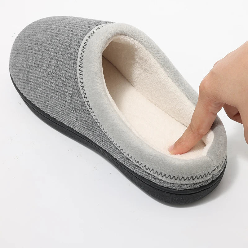 Kidmi Winter Soft Skin-friendly Cotton Slippers For Men Durable Rubber Sole Non-Slips Slippers Indoor Warm Comfortable Slippers