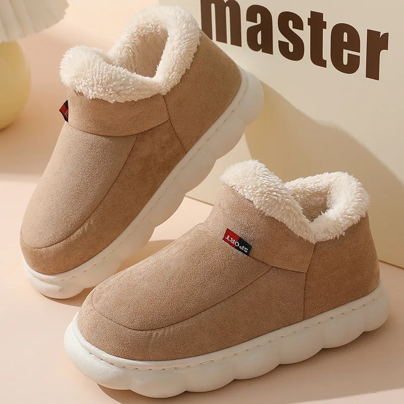 Shevalues Winter Fuzzy Men Shoes Fluffy Plush Men House Shoes Fashion Outdoor Antiskid Men Cotton Shoes Platform Fur Men Shoes